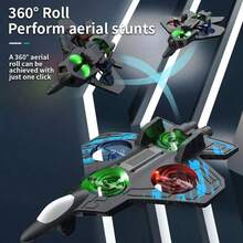 360°特技翻转悬停遥控泡沫飞机模型，适合初学者，带LED灯，USB充电遥控四轴飞行器玩具，生日、圣诞节、万圣节送给男孩的绝佳礼物 - 彩色 - 查看 2