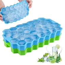 4pcs Refrigerator Ice Cube Trays, Hexagonal Silicone Ice Cube Molds With Lids, Easy Release And Reusable, Large Honeycomb Ice Cube Trays Suitable For Cocktails And Coffee - Multicolor - View 2