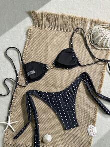 Conjunto de bikini de dos piezas con estampado tropical, casual para vacaciones - Multicolor 2 - Ver 3