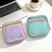 1/2pcs Portable Mesh Cosmetic Bag, Mini Travel Toiletry Pouch, Women Makeup Organizer Bag - View 4