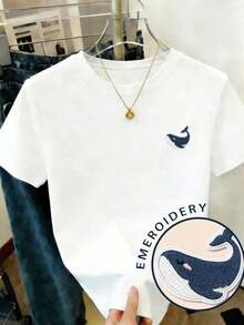 Camiseta de mujer de cuello redondo y manga corta con patrón de corazón "TE EXTRAÑO" - Blanco - Ver 1