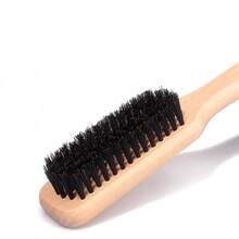 1pc Professional Salon Pig Bristle Hair Brush, Suitable For Oily Hairstyles - Nylon Material Beard Brush For Men - Plastic Long Handle Haircut Brush - Multicolor - View 3