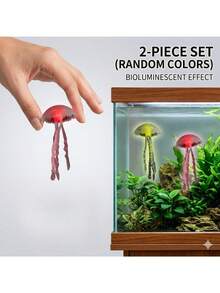 3pcs Glow-In-The-Dark Realistic Jellyfish Aquarium Decor - Multi-Color Luminous Floating Aquatic Ornaments, Swaying Tentacles, Fish-Friendly Material, Professional Underwater Landscaping Accessories - A - View 10