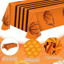 3 Pcs Plastic Basketball Tablecloths Basketball Party Decorations Table Cover Sports Pattern Party Supplies Sports Ball Themed Birthday Decor, 54x 108 Inches - Orange + Classic Basketball - View 4