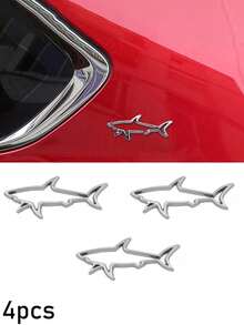 3D Metal Car Sticker, Simple & Practical Multifunctional Shark Badge Sticker, Car/Motorcycle Fuel Tank Cover Decor Logo Auto Accessories, Suitable For All Vehicle Exterior Stickers - A - View 10