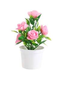 1 件仿真玫瑰花盆栽装饰 - 春季家居办公室花卉摆设，适用于餐桌、客厅、浴室、厨房、阳台、书架、玄关 - 彩色 - 查看 14