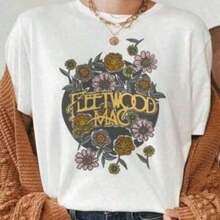 Camiseta Casual, Camiseta con Estampado, Camisetas de Algodón, Talla Grande, Blanca, Fleetwood, Floral, Bella Canvas, Camiseta Relajada de Banda de Música Boho, Color: Negro, Blanco, Talla: Variada, Camiseta 100% Algodón Grueso, Camisetas con Estampado para Mujer, Y2K, Camiseta Oversize para Hombre, Tops de Verano, 100% Algodón, Duradera - Blanco - Ver 1