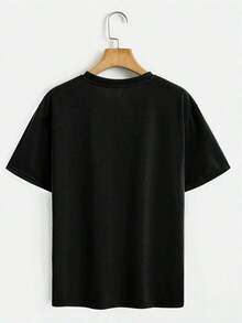Summer Tops, Colorful "CIAO BELLA ITALY" Lettering, Family Outfit, Comfortable, Soft, Breathable, Autumn And Winter, New Women's Fashion, Retro, Easy For Everyday Use, Versatile, Spring, Summer, Cotton T-Shirt, Conjuntos Mujer Verano. - Black - View 3