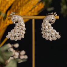 女士时尚/复古镶嵌锆石金孔雀、银孔雀、凤凰耳环、项链、戒指、手链、首饰套装、项链套装、可调节颈链，适合男女日常、节日、派对、宴会佩戴，女士时尚首饰，首饰套装，礼品 - 首飾套裝 - 查看 12