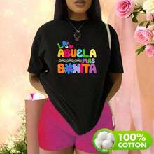 Letter Print Blouse For Women - Hitam - View 1