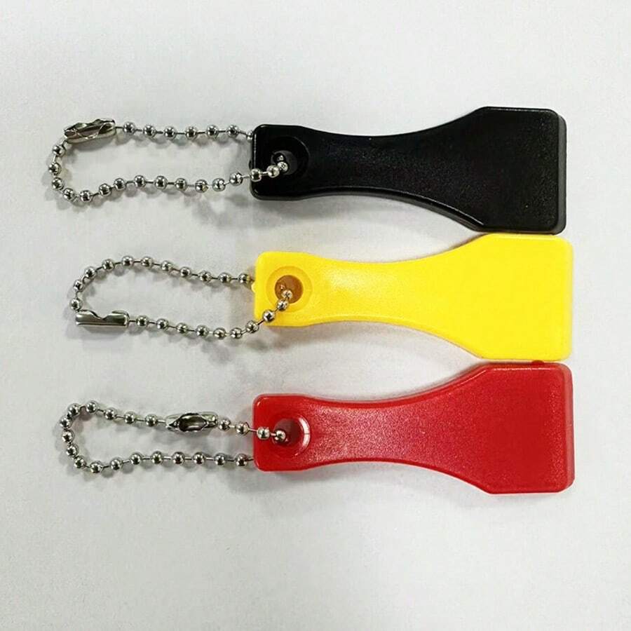 5pcs Plastic Lottery Scratch Card Scraper Keychains, Scratch Tool With Chain, Suitable For Lottery, Games And Contests, Multi-Color Scrapers - Multicolor - View 1