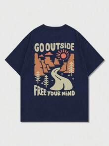 Men's Casual Retro Short-Sleeved T-Shirt With Beach And Surf Print, Comfortable And Breathable, Suitable For Summer, Fashionable Standout - 酒紅色 - 查看 4