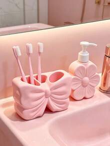 1 cái giá đựng bàn chải đánh răng phòng tắm dễ thương, phù hợp trang trí và phụ kiện phòng tắm, lưu trữ bàn trang điểm, trang trí phòng, trang trí nhà, cũng là món quà tuyệt vời cho bạn nữ - Giá đỡ bàn chải đánh răng hình nơ - Xem 7