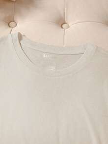 Camiseta unicolor de cuello redondo - Albaricoque - Ver 3