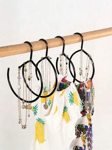 1PC/2PCS Women Belt Storage Hooks, Closet Organizer Rack, Belt Holder Organizer, Freestanding Coat Rack, Scarf Hanger Large Ring Tie Rack, Belt Hook Scarf Hanger Accessories Organizer, Essential Items For University Dormitories And Apartments - View 4