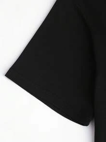 Camiseta de algodón de manga corta para mujer con estampado de corazón, camiseta de manga corta con cuello redondo, top casual para verano y primavera, ropa de mujer. - Negro - Ver 6