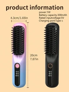 無線直髮梳髮刷，便攜式負離子直髮梳，5D寬齒防燙陶瓷齒，30秒快速加熱，3段溫度設定，NTC恆溫造型工具，Type-C充電旅行髮梳，適用所有髮質 - B - 查看 11