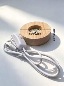 1 đèn ngủ LED, đế đèn LED bằng gỗ, giao diện USB tròn, đế đèn hình cầu pha lê tự làm sáng tạo, đèn ngủ thủ công bằng nhựa epoxy, đèn quà tặng nghệ thuật - Màu vàng - Xem 2