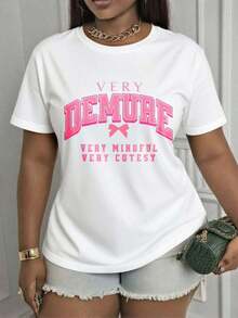 1 pieza de camiseta gráfica muy discreta, muy elegante y muy linda para mujer, atuendo casual de verano con jeans rotos, camiseta de moda, 180g de algodón 100%. - Negro - Ver 9