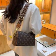SSUPSHYLIF Luxury Monogram Crossbody Bag For Women, Classic Boston Style Shoulder Handbag With Wide Adjustable Strap, Fashion Designer Inspired PU Leather Satchel Purse - 棕色 - 查看 7