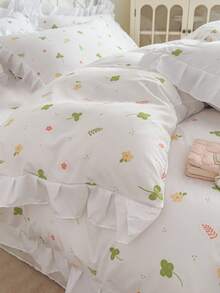 Bộ ga trải giường 3 món in hoa, mềm mại và thoải mái, phù hợp cho phòng ngủ, phòng khách và mọi mùa. - trắng - View 4
