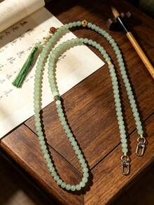 Zen-Style Beaded Phone Lanyard, Long Hanfu Accessory With Tassel, Anti-Lost Phone Strap - Multicolor - View 7