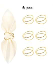 24/12/8/6/3/1 Golden Circle Napkin Rings, Simple Metal Double Circle Napkin Holder For Man&Woman, Reusable Family Gathering, Banquet, Minimalism Buckles For Table Setting, Party Holiday Supplies - Double Ring Napkin Buckle - View 16