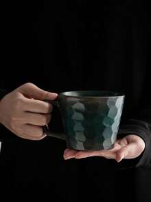 Vintage Japanese Hammered Texture Ceramic Mug, Matte Finish Coffee Cup, Microwave & Dishwasher For Home And Office Use - Multicolor - View 18