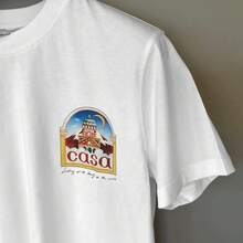 Moon Castle Print White T-Shirt Size XL - Negro - Ver 9