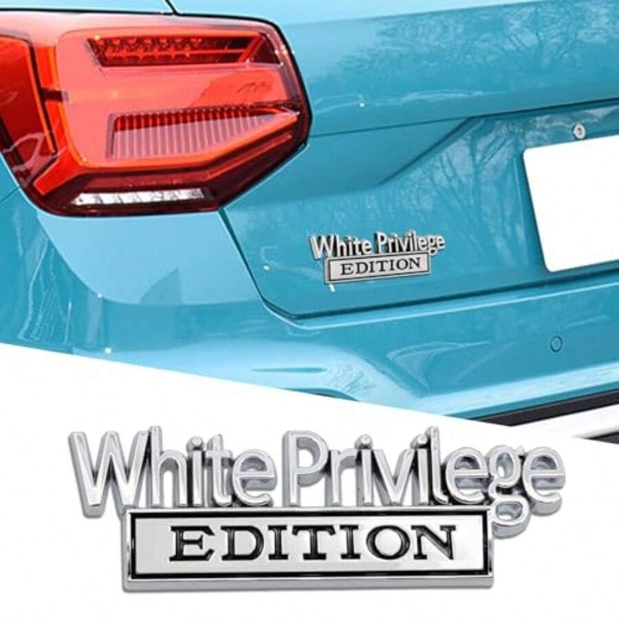 White Priviledge Edition Emblem Car Exterior Emblems Badge 3D Sticker Decal White Priviledge Edition Emblem 3D Fender Badge Decal 3D Letter Emblem Badge Sticker Fit For All Cars - Sliver Black - View 1