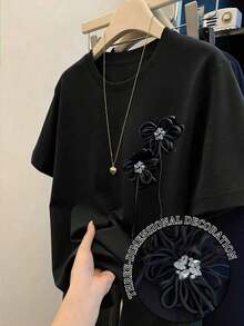 Women's Casual Black Loose Fit T-Shirt With Slogan By Chaos Coordinator - 黑色 2 - 查看 3