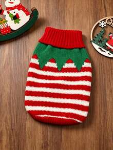 Ropa para mascotas para perros pequeños/medianos, suéter de punto de Papá Noel para Navidad, disfraz de Halloween para perros, otoño/invierno - Rojo - Ver 2