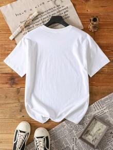 Women's Round Neck T-Shirt With Retro Strawberry Print Design In Vintage Style Pure-Cotton - 白色 - 查看 3