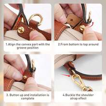 Adjustable Leather Replacement Shoulder Strap Set, Suitable For Women Handbags And Clutches - Brown - View 6