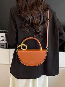 Women's Fashionable Solid Color Handbag Casual Versatile Crossbody Bag For Daily Commuting Party Date Shopping High-End Commuter Bag - Brown - View 5