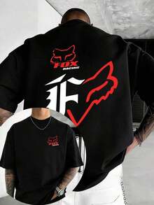 T-shirt imprimé double face avec logo FOX pour moto tout-terrain, T-shirt d'été pour homme, T-shirt à manches courtes 100% coton de haute qualité, design à col rond, doux et respirant, adapté à toutes les saisons pour un usage quotidien décontracté en extérieur, unisexe, T-shirt pour passionnés de moto tout-terrain/vélo de montagne, le meilleur cadeau pour votre petit ami, cadeau pour homme. - Noir - Voir 8