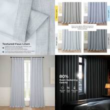 HPD Half Price Drapes Cortinas de Lino sintético con Textura para oscurecer la habitación para recámara, 96 Pulgadas de Largo 1 Panel , Cortinas de 50 Pulgadas de Ancho x 96 de Largo para decoración - Gris jaspeado - Ver 1