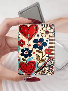 1pc Y2K Graffiti Series Portable Vanity Mirror, Foldable Lightweight Ultra-Thin Convenient Hand Mirror, Durable PU Leather, Suitable For All Scenarios And People, Foldable Rectangular Small Mirror For Carrying - Multicolor - View 7