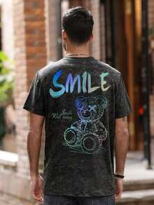 Zrgoth Men's Simple And Versatile Printed Short Sleeve T-Shirt - 黑色 - 查看 4
