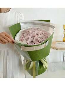 花卉包装纸卷，复洛克风格花卉包装纸，厚实艺术纸，优雅印花设计，专业花艺师和DIY花艺爱好者的奢华花束包装纸，高端花店用品，适用于玫瑰花束包装、婚礼新娘捧花、生日礼物鲜花、情人节花卉装饰、节日礼品包装、派对活动造型和创意花艺设计用品。 - 多色 - 查看 7