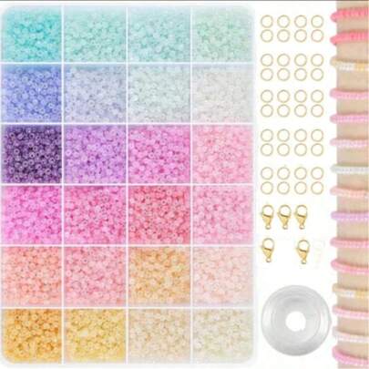 3000 pièces de perles de verre de couleur crème de macaron, kit de fabrication de bijoux. Pour bracelets, colliers, feuilles en plastique, boucles d'oreilles, bagues, artisanat et accessoires faits main
