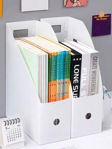 1 pieza Soporte de archivos blanco simple para escritorio, organizador de documentos ultracompacto para estudiantes y profesionales, suministros de oficina, soporte de libros y caja de almacenamiento de archivos, organizador de escritorio de uso múltiple para papeles, carpetas, cuadernos y estantería, accesorio de estantería, control eficiente del desorden del escritorio con fácil acceso, perfecto para dormitorio, oficina en casa, aula, biblioteca, rincón de estudio y escritorio de manualidades, mejora la organización, espacio de trabajo ordenado, recuperación rápida, diseño duradero y de perfil bajo, compatible con carpetas y hojas de cálculo estándar, decoración de oficina cotidiana para espacios de trabajo modernos - Multicolor - Ver 11