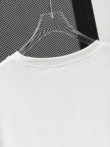 Camicia da uomo a maniche corte, girocollo, vestibilità slim, alla moda per l'estate. - Bianco - Visualizzare 5
