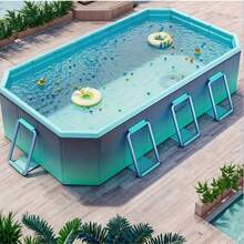 Durable Non-Inflatable Foldable Rectangular Ground Swimming Pool, PVC Material, Outdoor Collapsible Paddling Pool For Family Entertainment, Suitable For Ages 14+ - C - View 2
