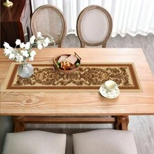 1pc Baroque Scroll Print Polyester Table Runner, Vintage Palace Style Rectangular Decorative Tablecloth, Stain-Resistant And Easy To Clean Home Decor, Suitable For Dining Table, Entryway, Coffee Table, Sideboard, Party And Holiday Decoration - Multicolor - View 8