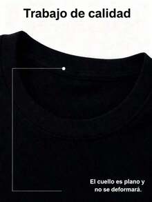 Nueva llegada 2026: camiseta de manga corta con cuello redondo para mujer. Hecho de 100% algodón puro con un corte holgado. Diseño casual y versátil con estampados, una prenda esencial en el armario. Perfecto para el transporte diario, citas informales y moda urbana. - Negro - Ver 4