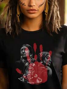 T-Shirt Indigenous First Nations Unisex Graphic T-Shirt, Indigenous Women Tee, Social Justice Shirt, Native Owned Summer Tops For Women - Black - View 1