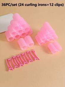 36 pezzi Set di bigodini autoadesivi, include 24 bigodini e 12 clip, stile salone senza calore per arricciare i capelli fai-da-te, bigodini, accessori per capelli, strumenti per capelli, attrezzatura da salone - Multicolore - Visualizzare 19
