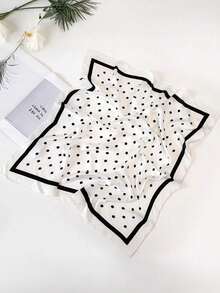 1 pieza de pañuelo de seda con estampado de lunares lujoso y de moda para dama, de 70 cm * 70 cm, adecuado como accesorio de vestido de primavera. - multicolor - Ver 3