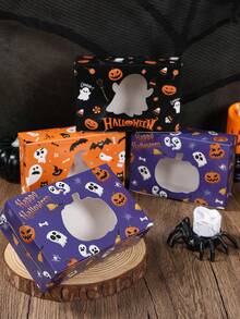 6pcs Cartoon Halloween Cupcake Boxes Gift Boxes, Halloween Party Candy Cookie Packaging Boxes, Party Decorations, Halloween Decor 2026, Tabletop Decor, Halloween Party Supplies, Birthday Party Decorations, Winter Holiday Decor, Christmas Back To School - Cartoon Halloween - View 6